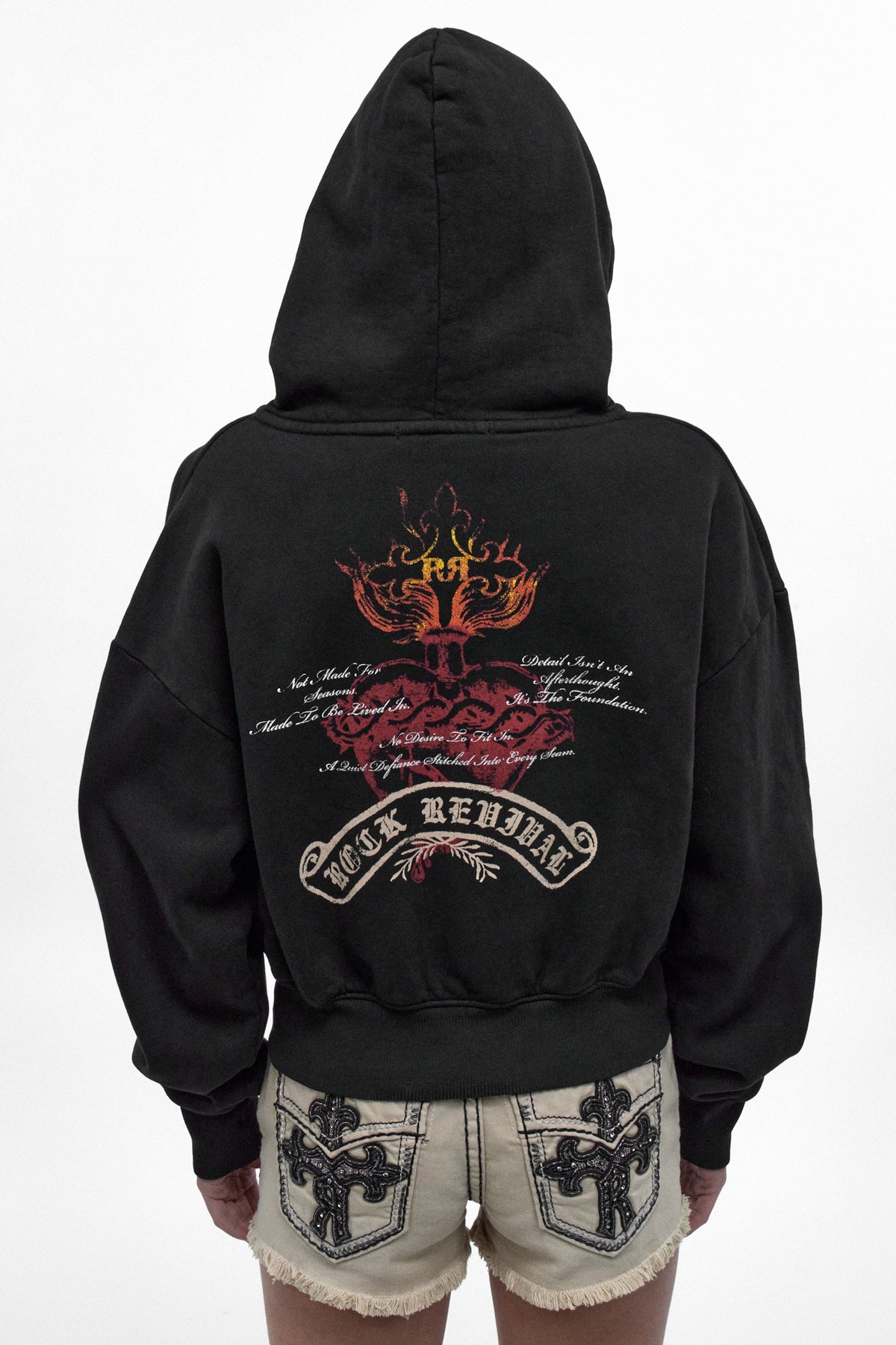 Noir Vixen Fitted Cropped Hoodie in Black