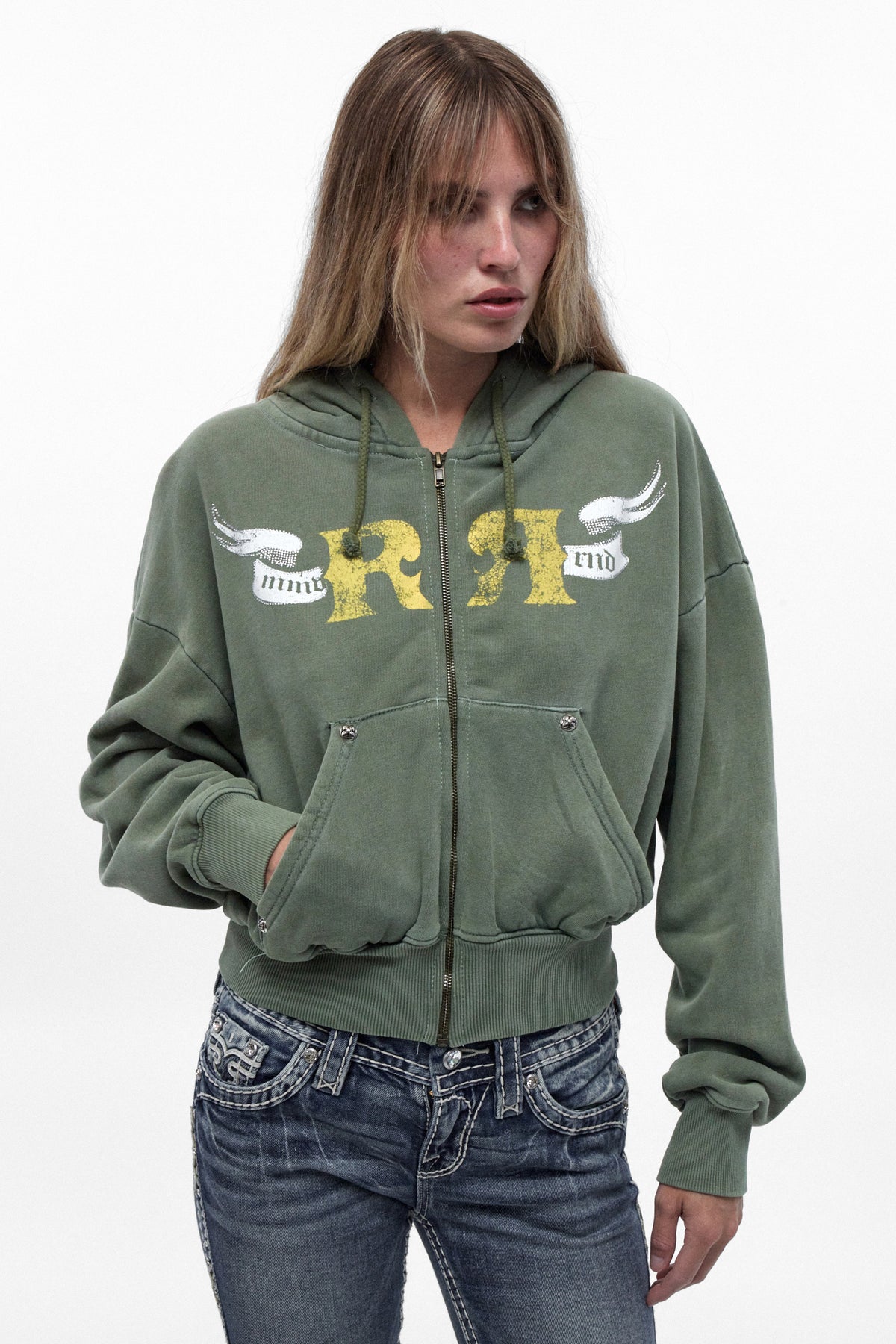 Vesper Fitted Cropped Hoodie in Green