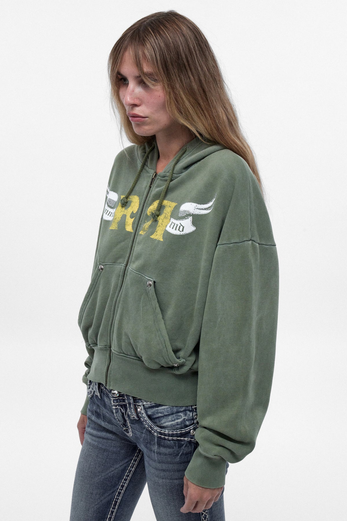Vesper Fitted Cropped Hoodie in Green