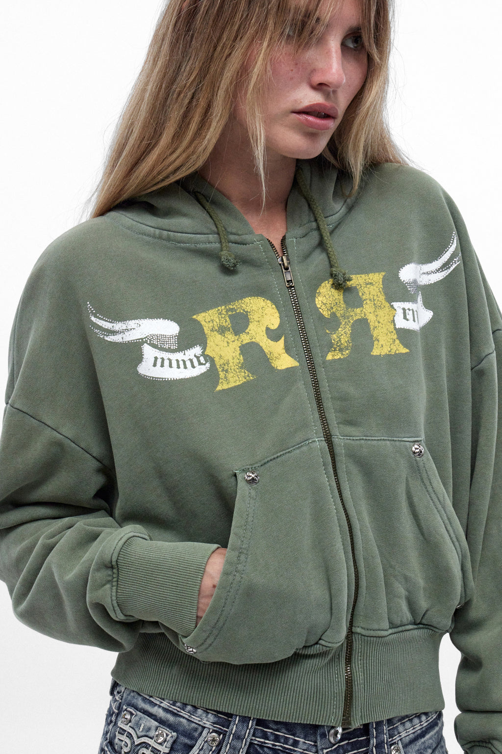 Vesper Fitted Cropped Hoodie in Green