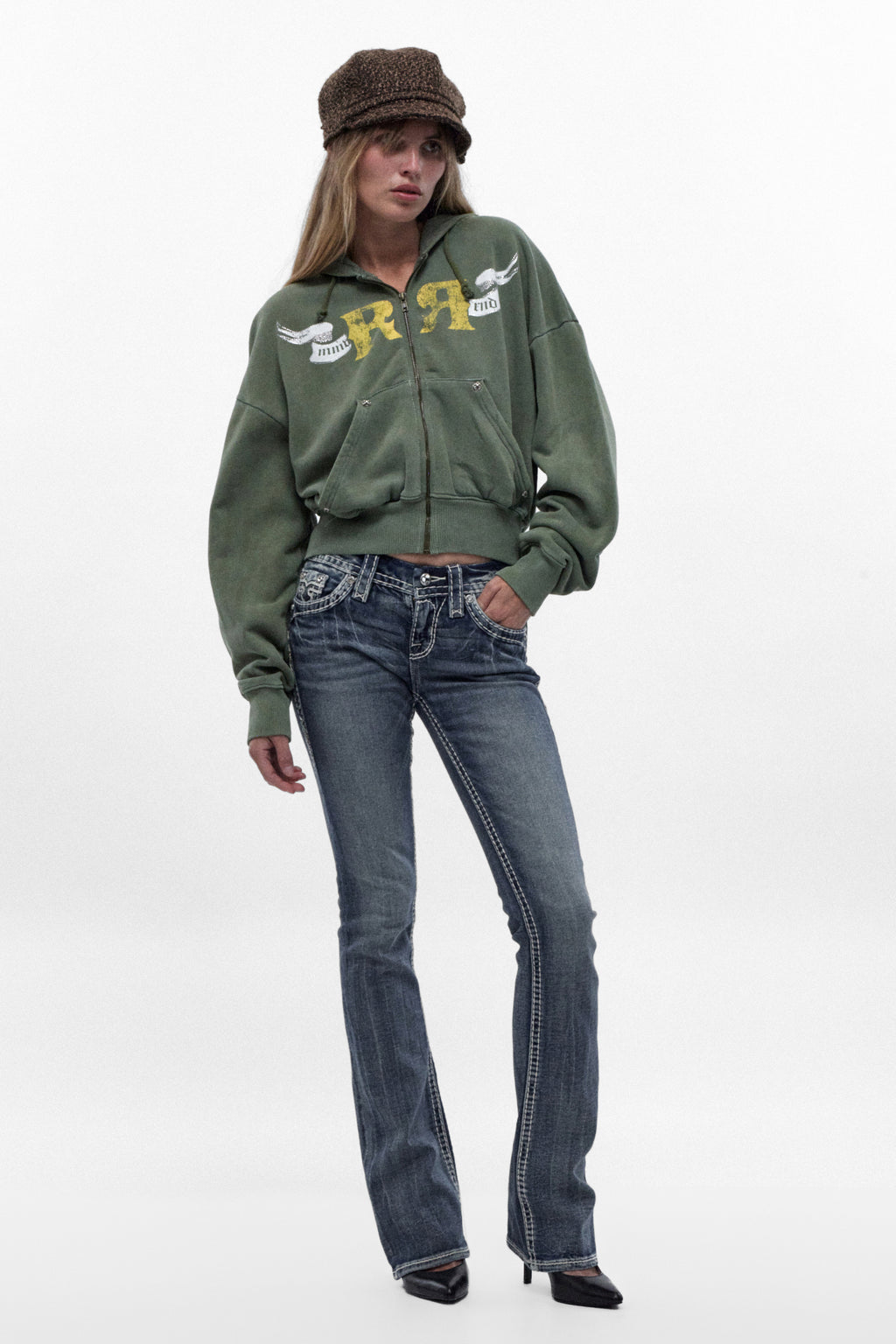 Vesper Fitted Cropped Hoodie in Green