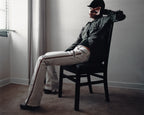 Kamil Super Low-Rise Bootcut Jeans in White/Red Stripe