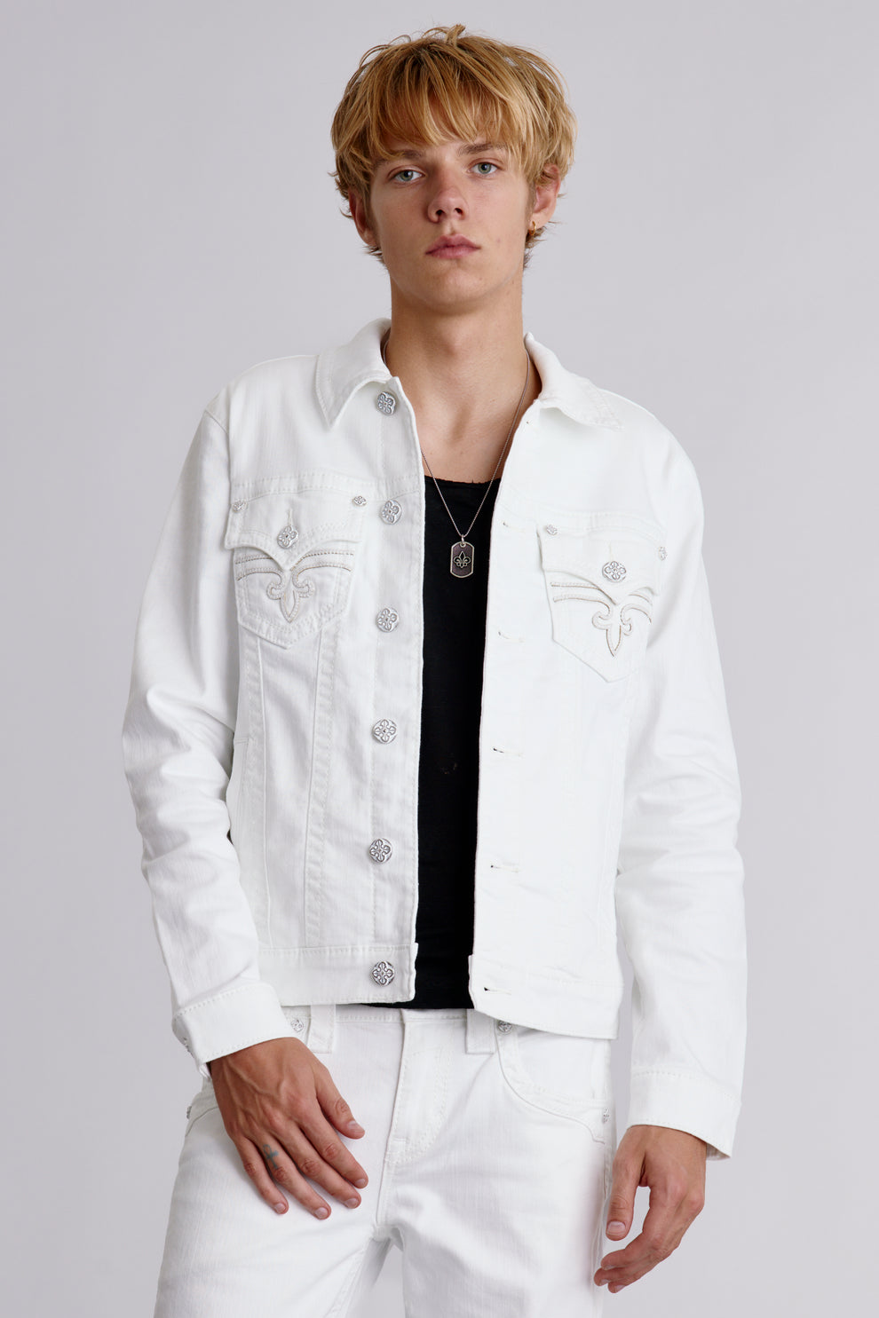 white denim jacket dress Arther Denim Jacket in White