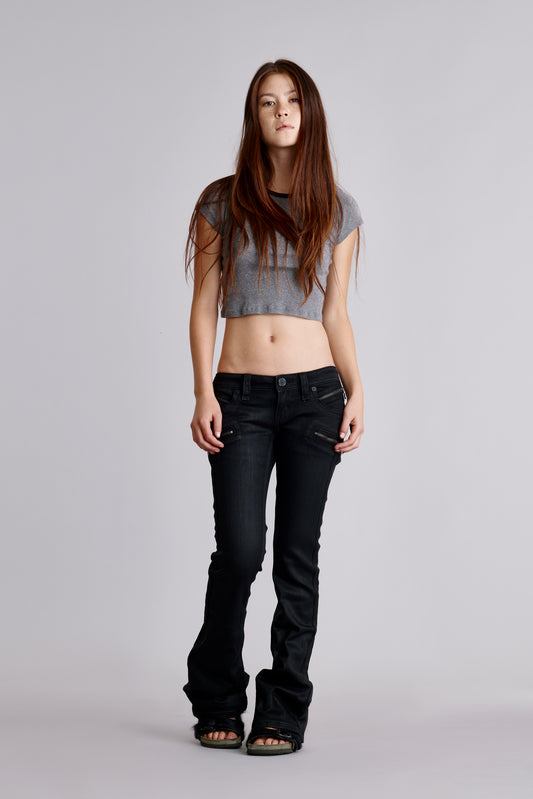 Kamil Super Low-Rise Moto Bootcut Jeans