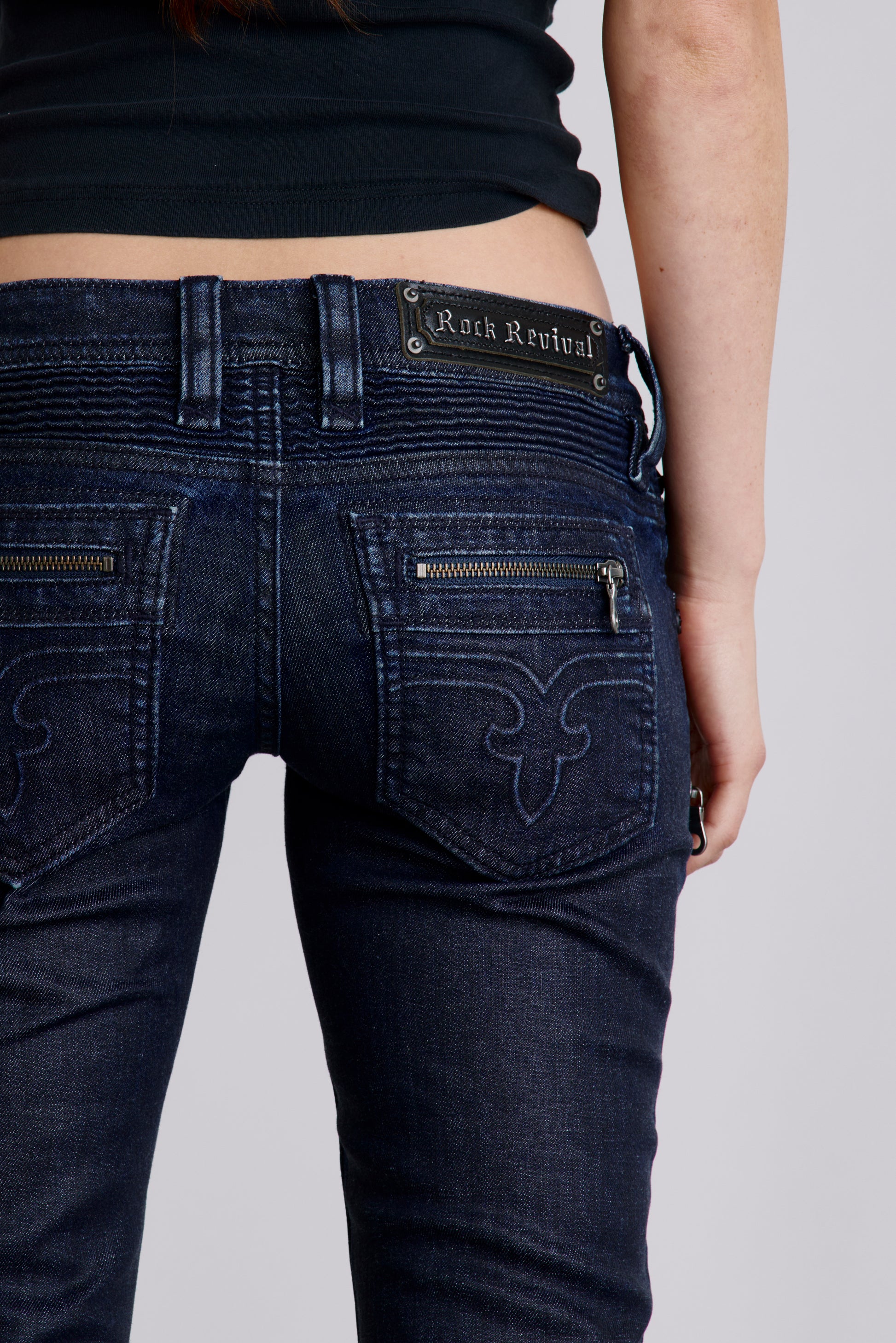 Kamil Super Low-Rise Moto Bootcut Jeans - Rock Revival®
