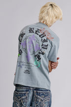 Crest Tee in Sky Gray - Rock Revival®