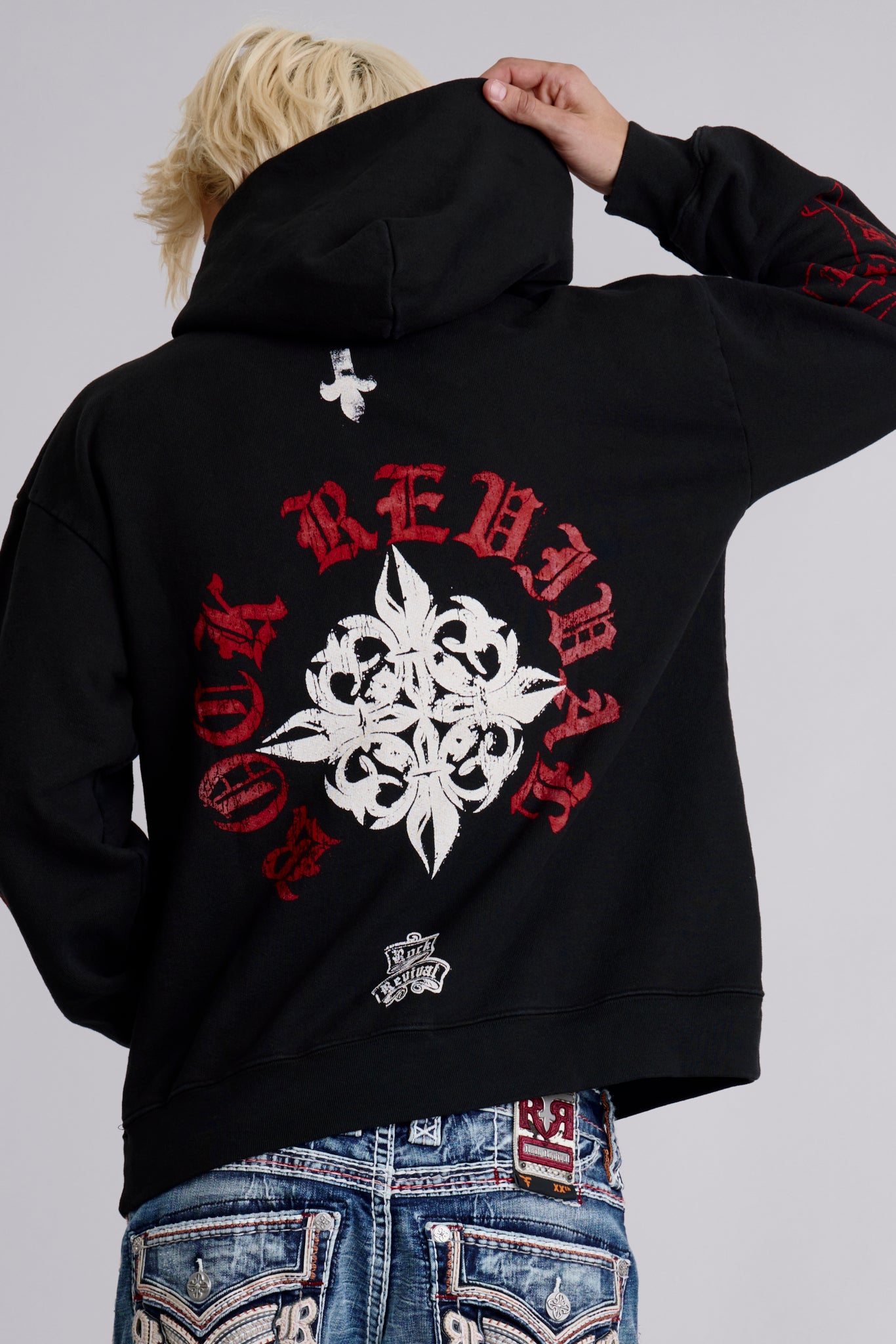 Infernal Fleur Hoodie in Black - Rock Revival®