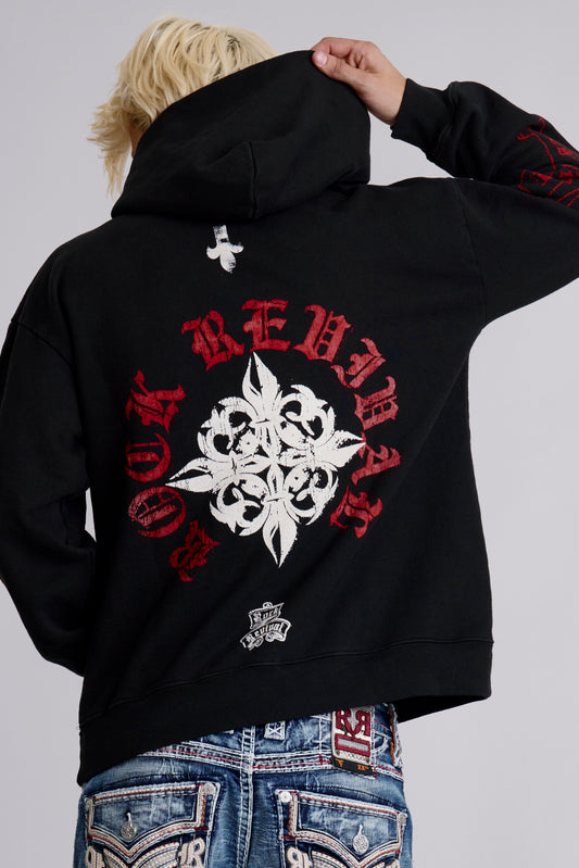 Infernal Fleur Hoodie in Black - Rock Revival®