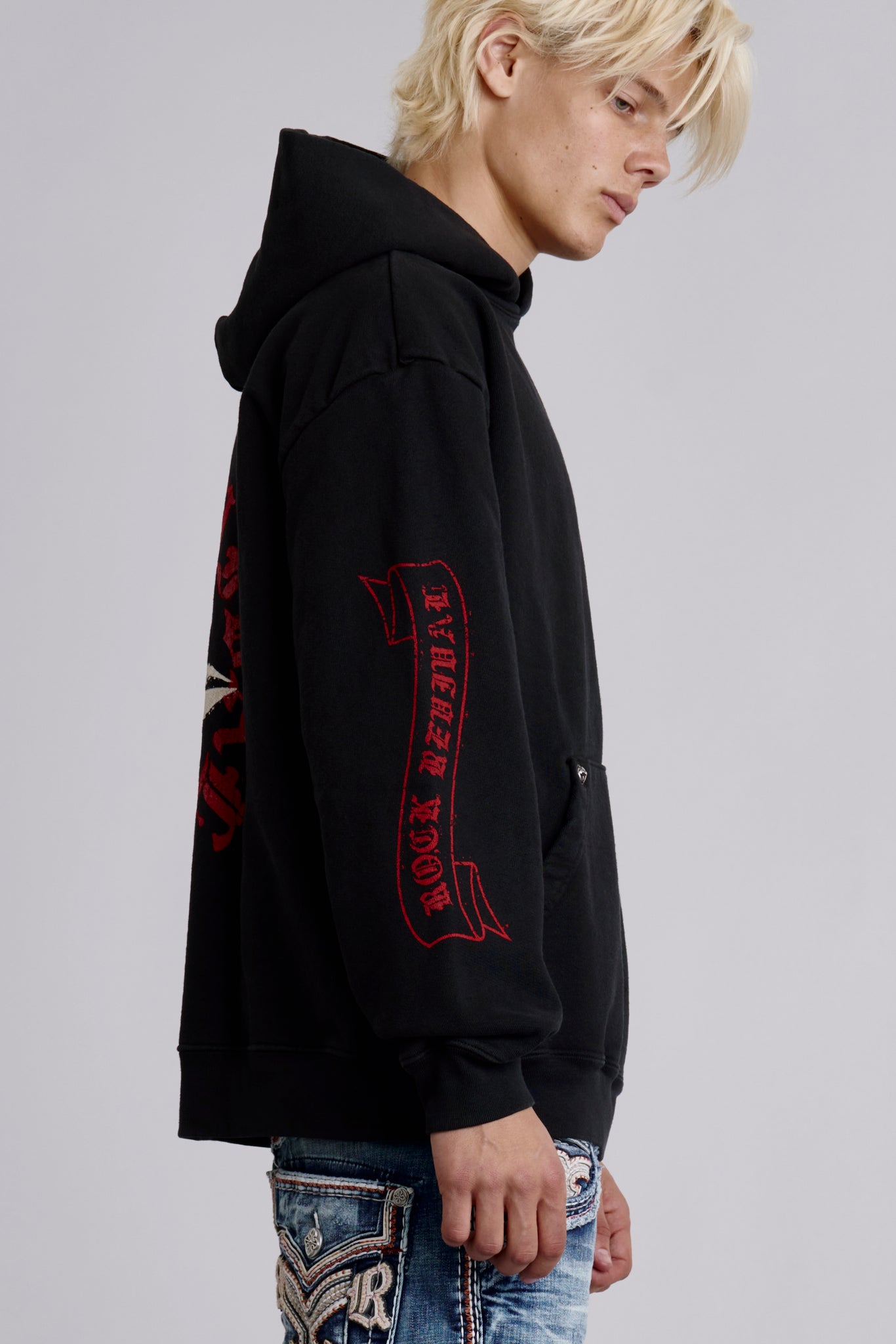 Infernal Fleur Hoodie in Black - Rock Revival®