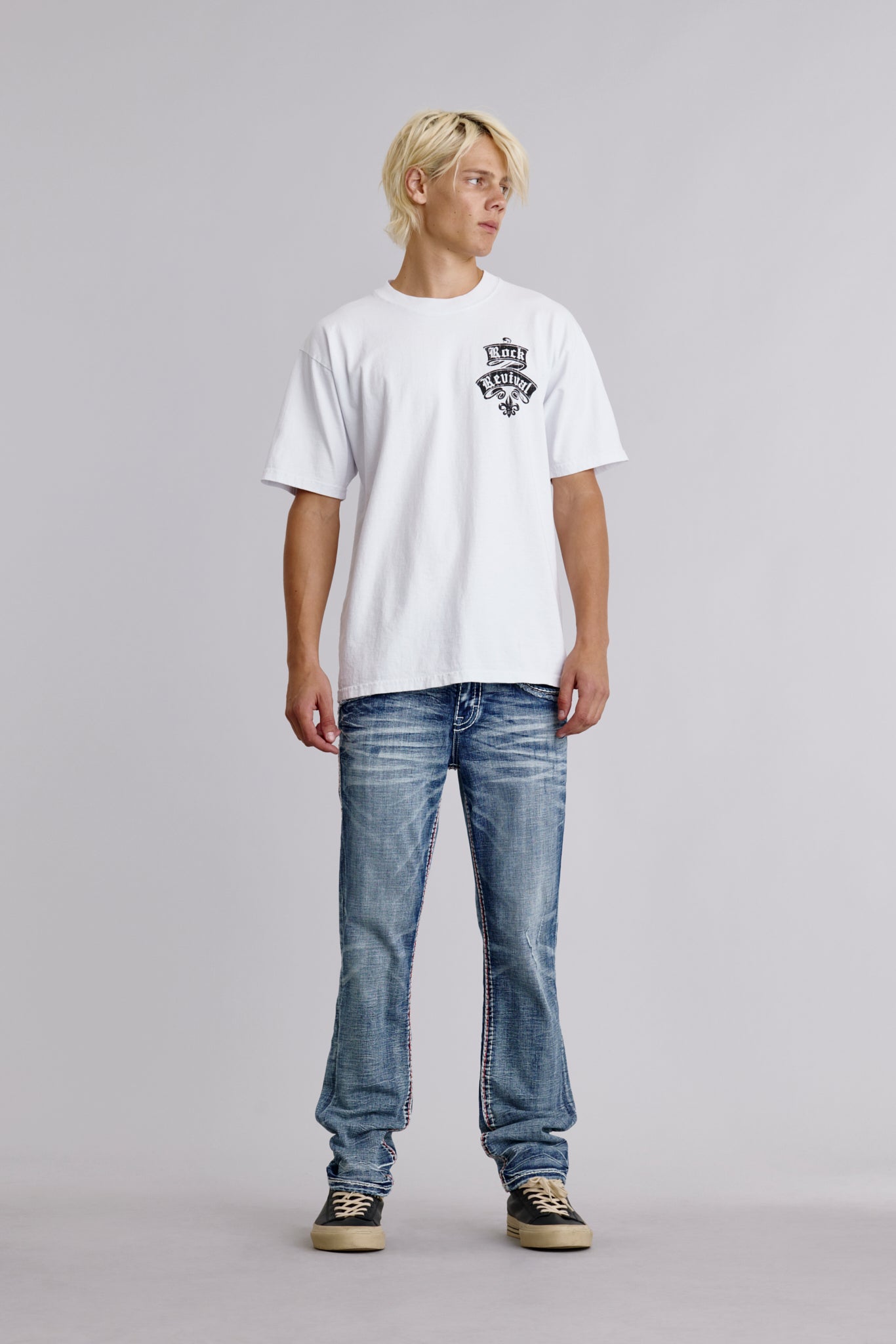 Rock Revival Crest Tee in White - Rock Revival®