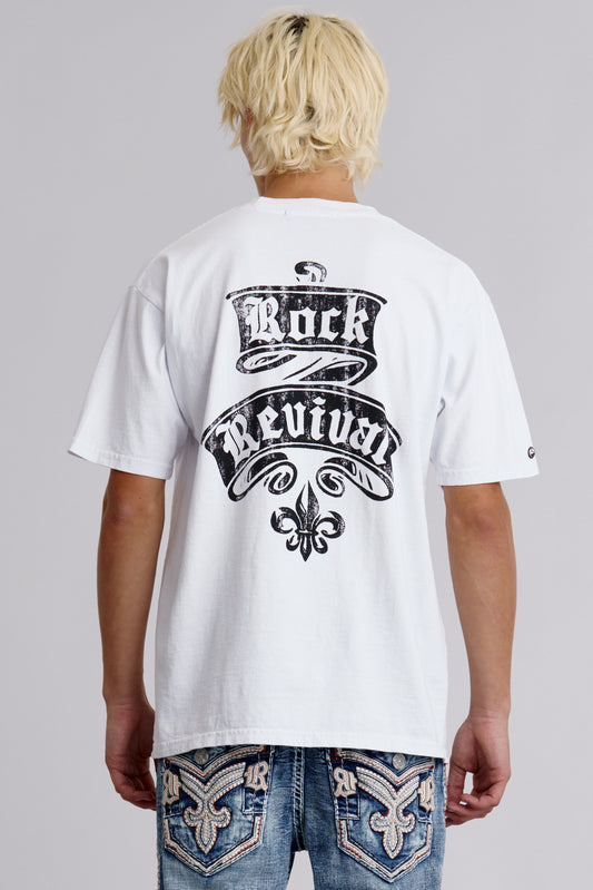 Rock Revival Crest Tee in White - Rock Revival®