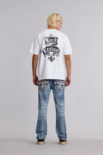 Rock Revival Crest Tee in White - Rock Revival®