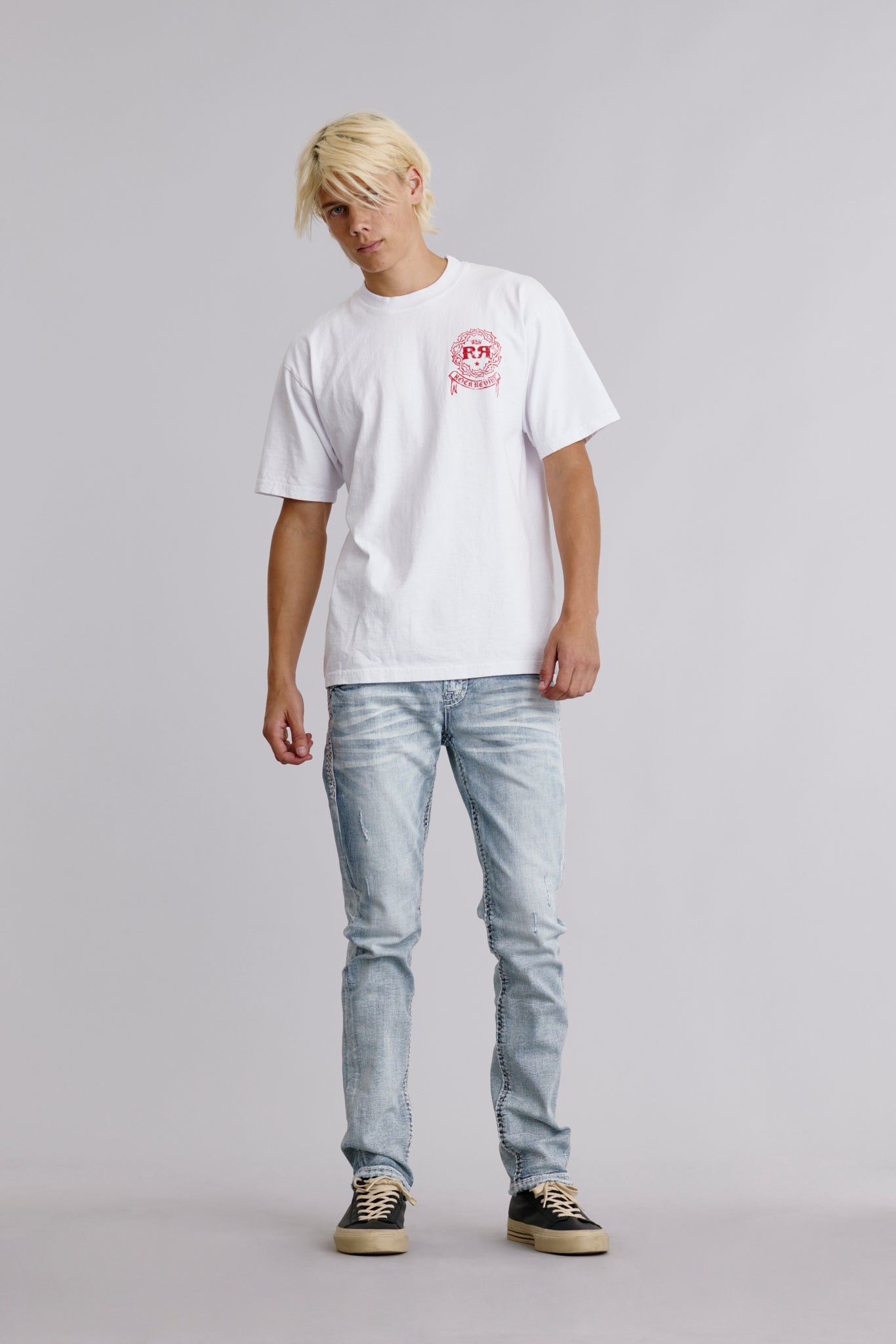 Infero Emblem Tee in White - Rock Revival®