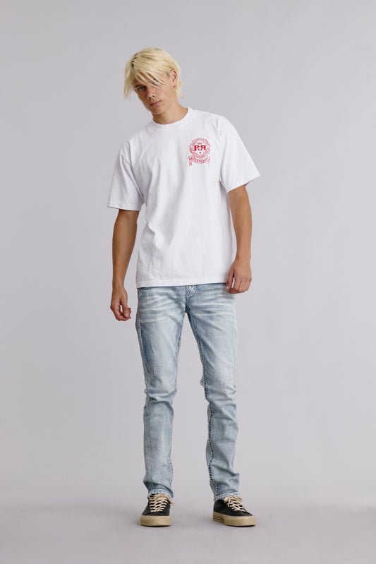 Infero Emblem Tee in White - Rock Revival®