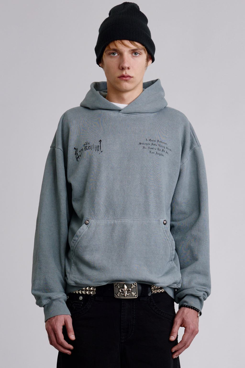 Broken Fleur Hoodie in LA Gray - Rock Revival®