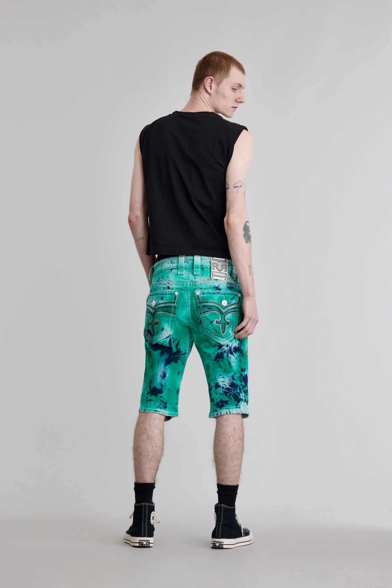 Brayen Denim Shorts in Green Tie Dye – Rock Revival®