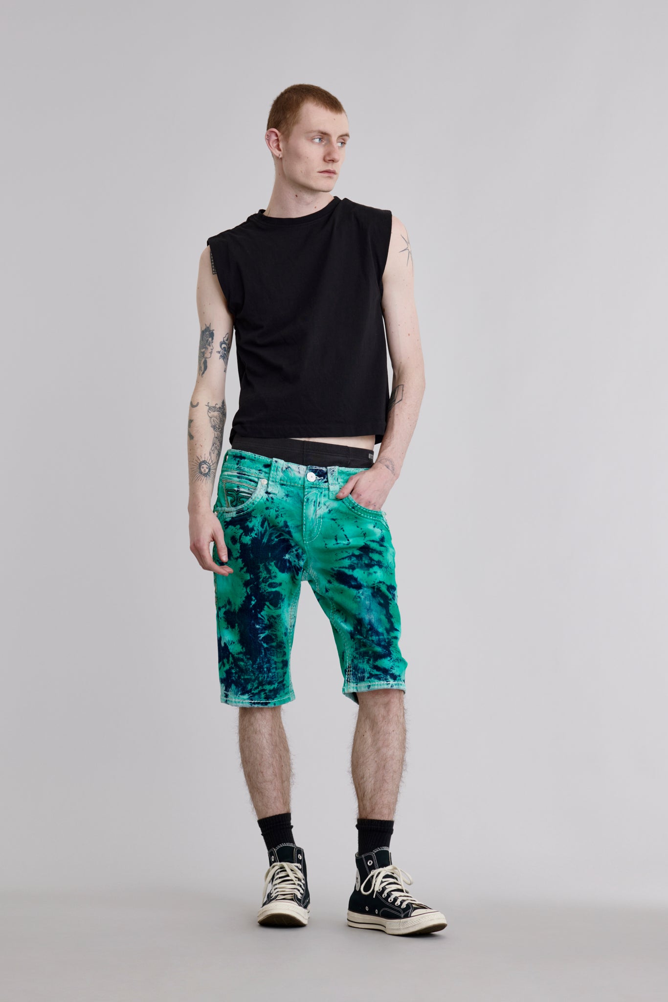 Brayen Denim Shorts in Green Tie Dye – Rock Revival®