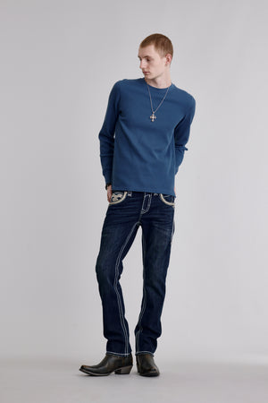 Eggplant Straight Jeans in Dark Blue – Rock Revival®