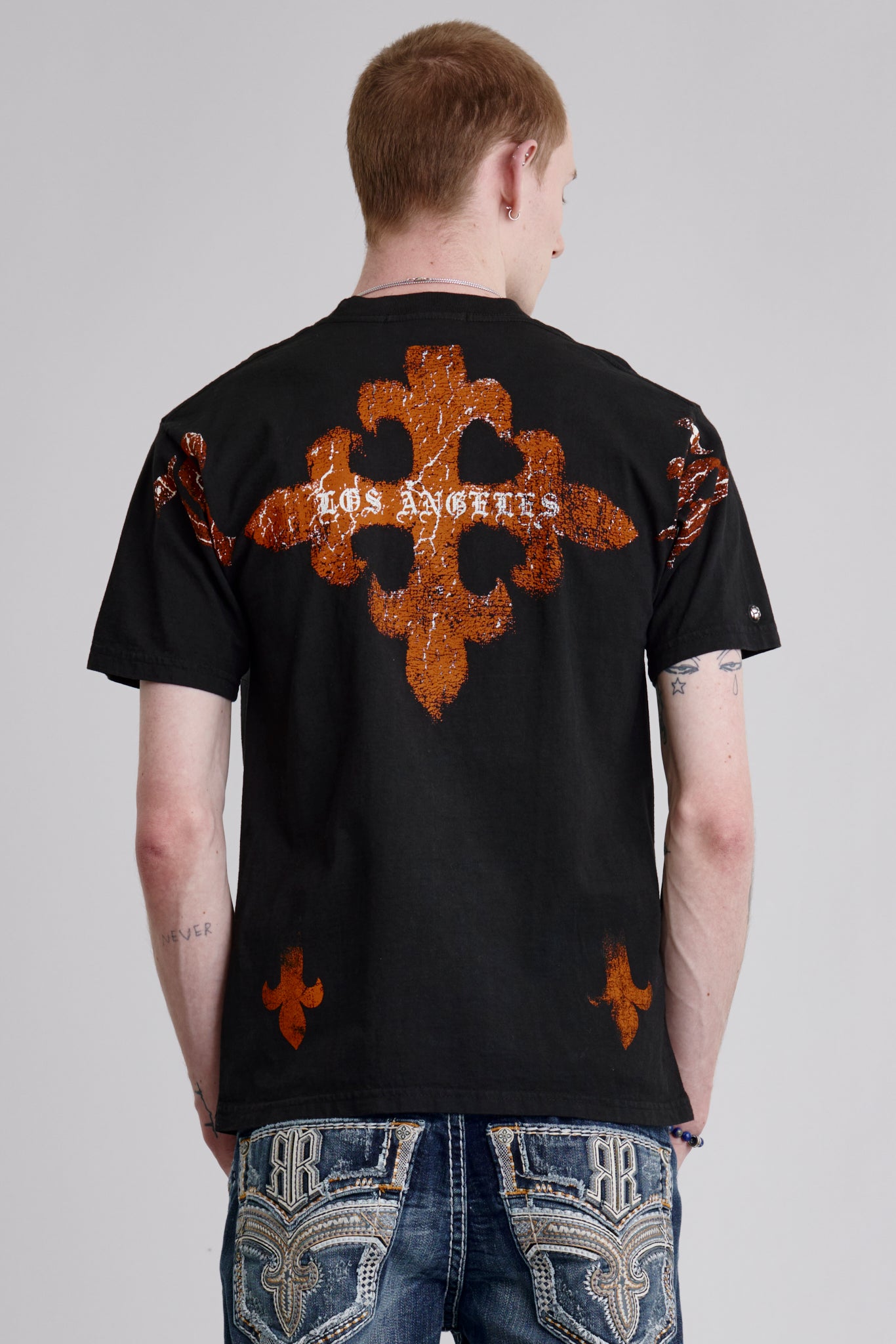LA Cross Tee in Black - Rock Revival®