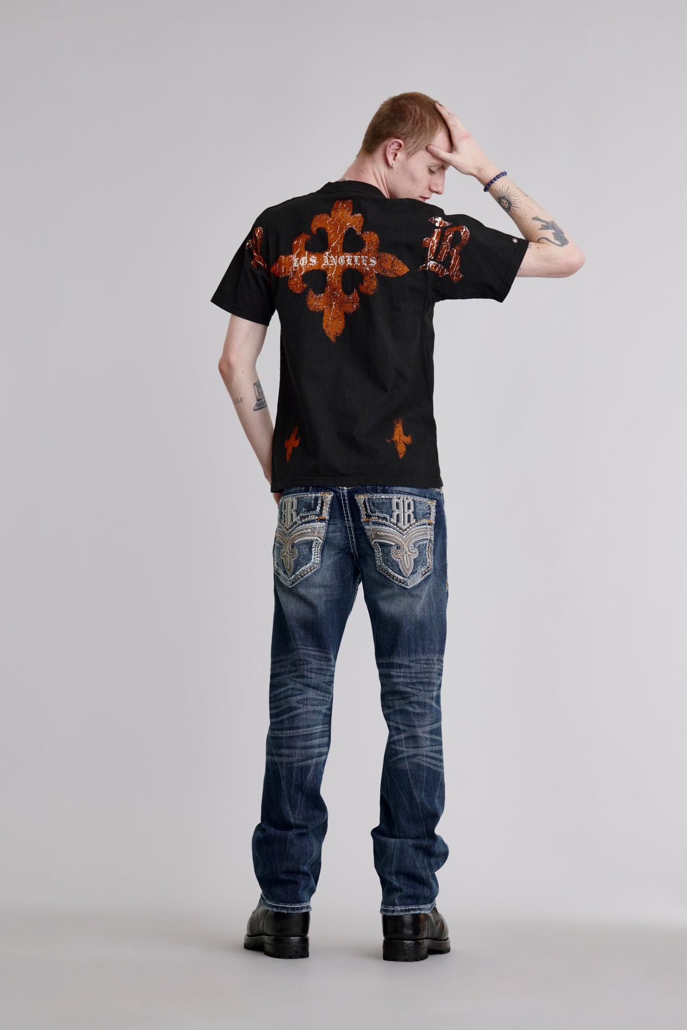 LA Cross Tee in Black - Rock Revival®