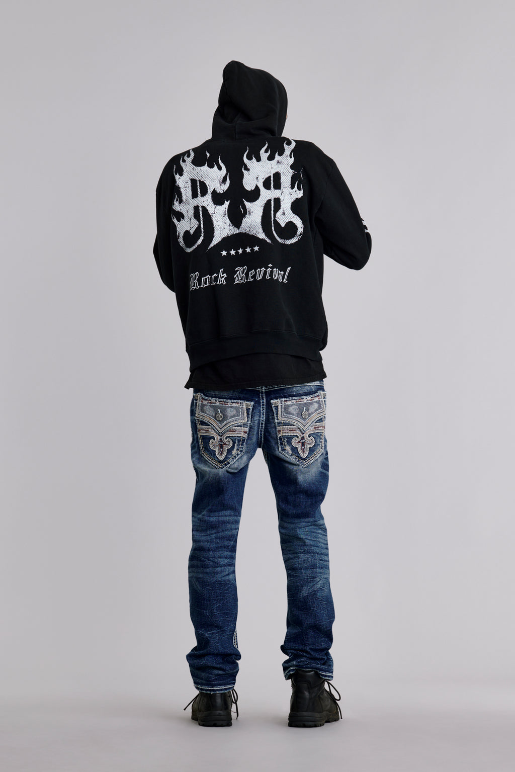 Inferno Crest Hoodie in Black - Rock Revival®
