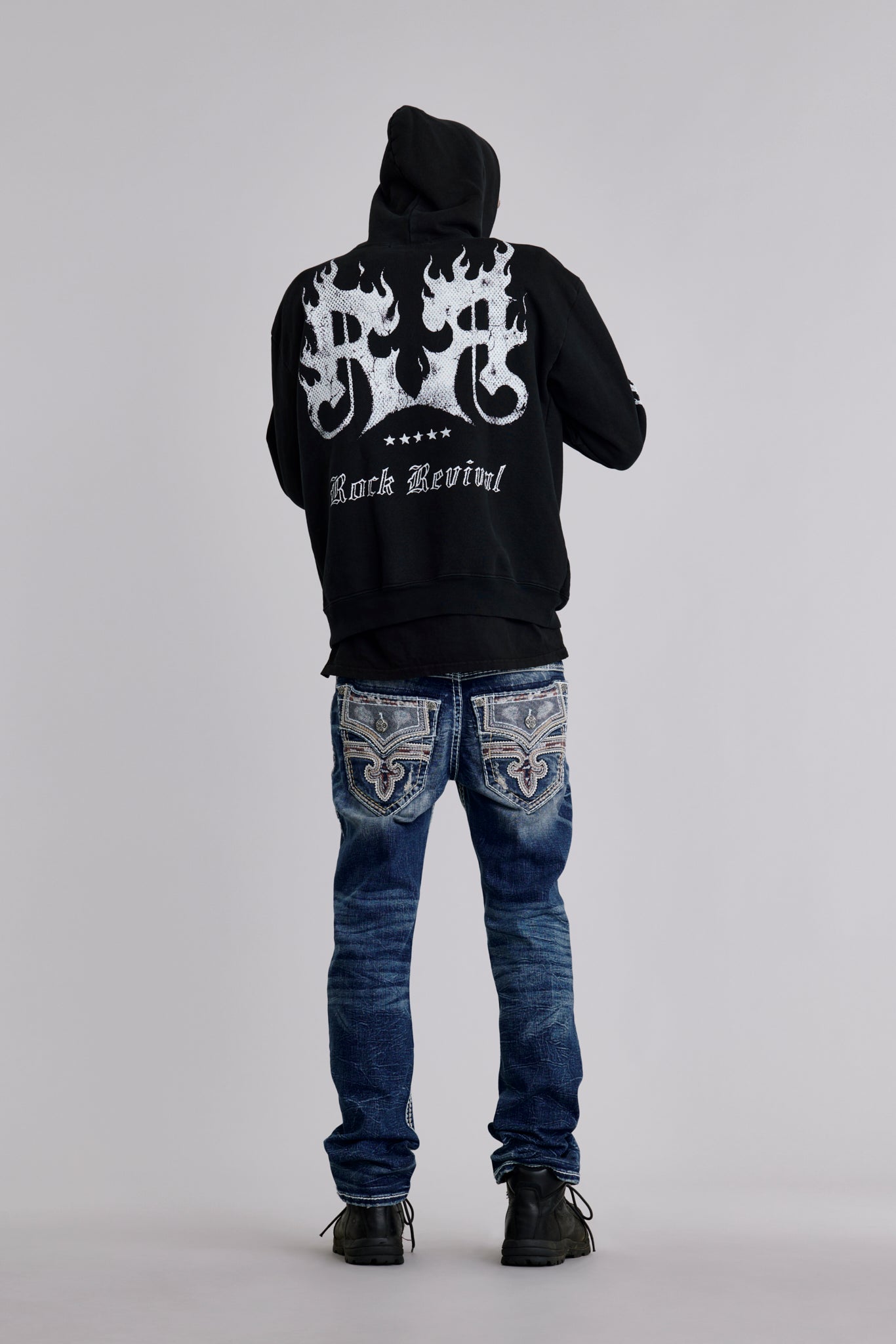 Inferno Crest Hoodie in Black - Rock Revival®
