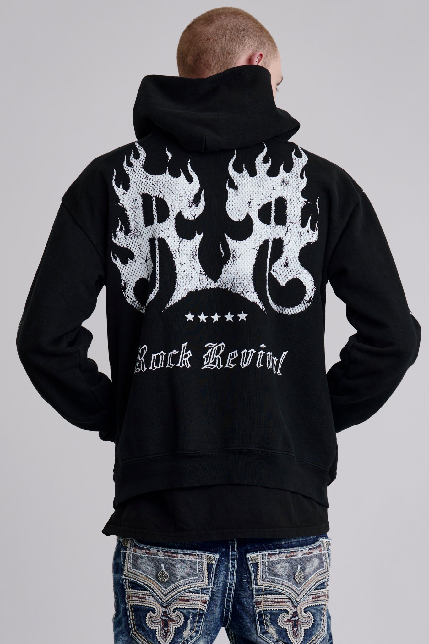 Inferno Crest Hoodie in Black - Rock Revival®