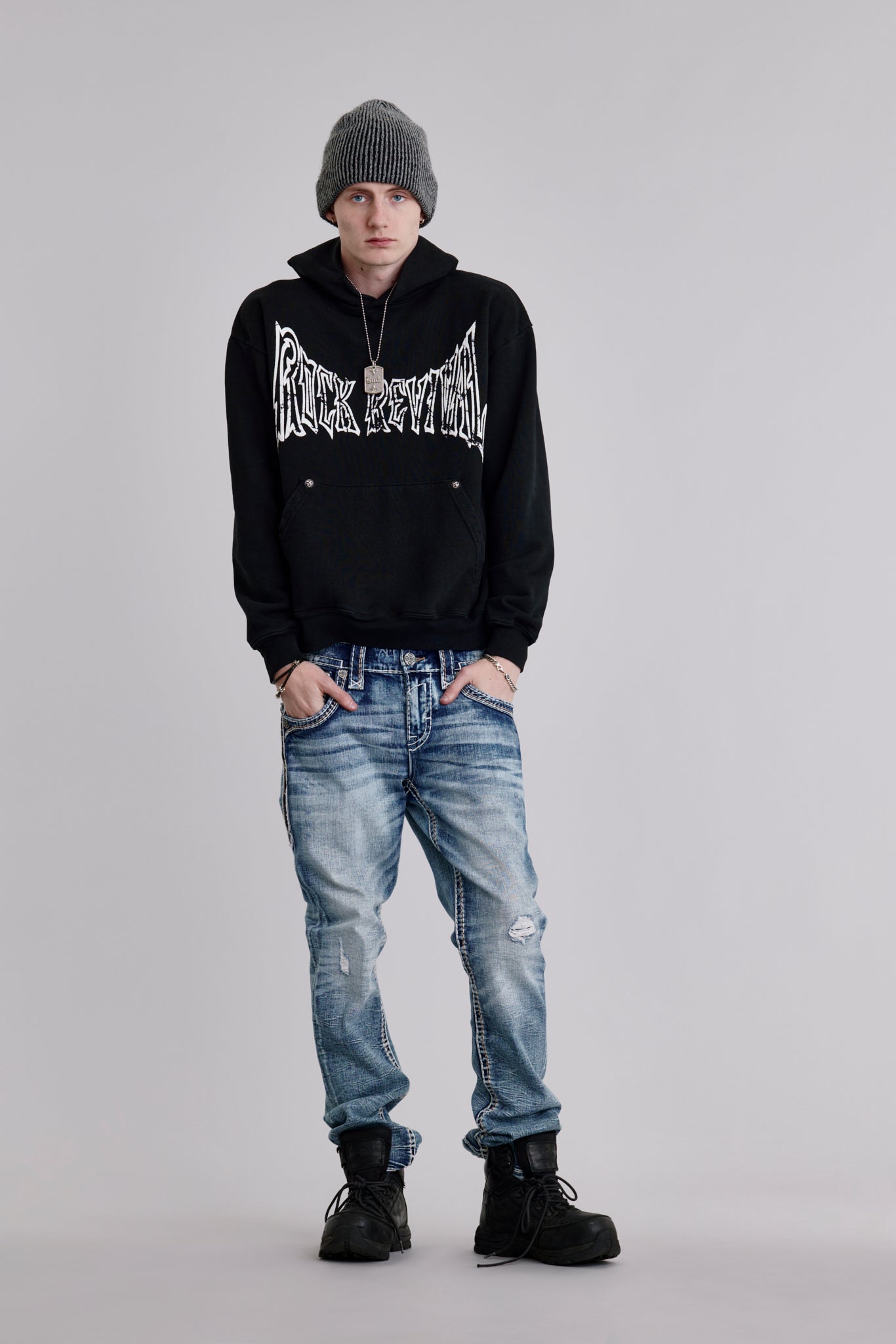 Soundwave Hoodie in Black - Rock Revival®