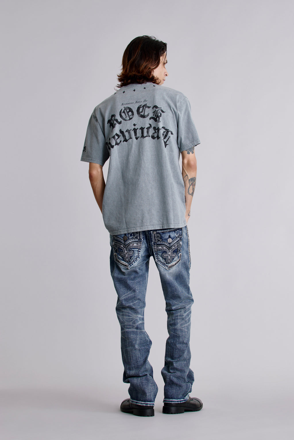 Crest Fade Tee in LA Gray - Rock Revival®