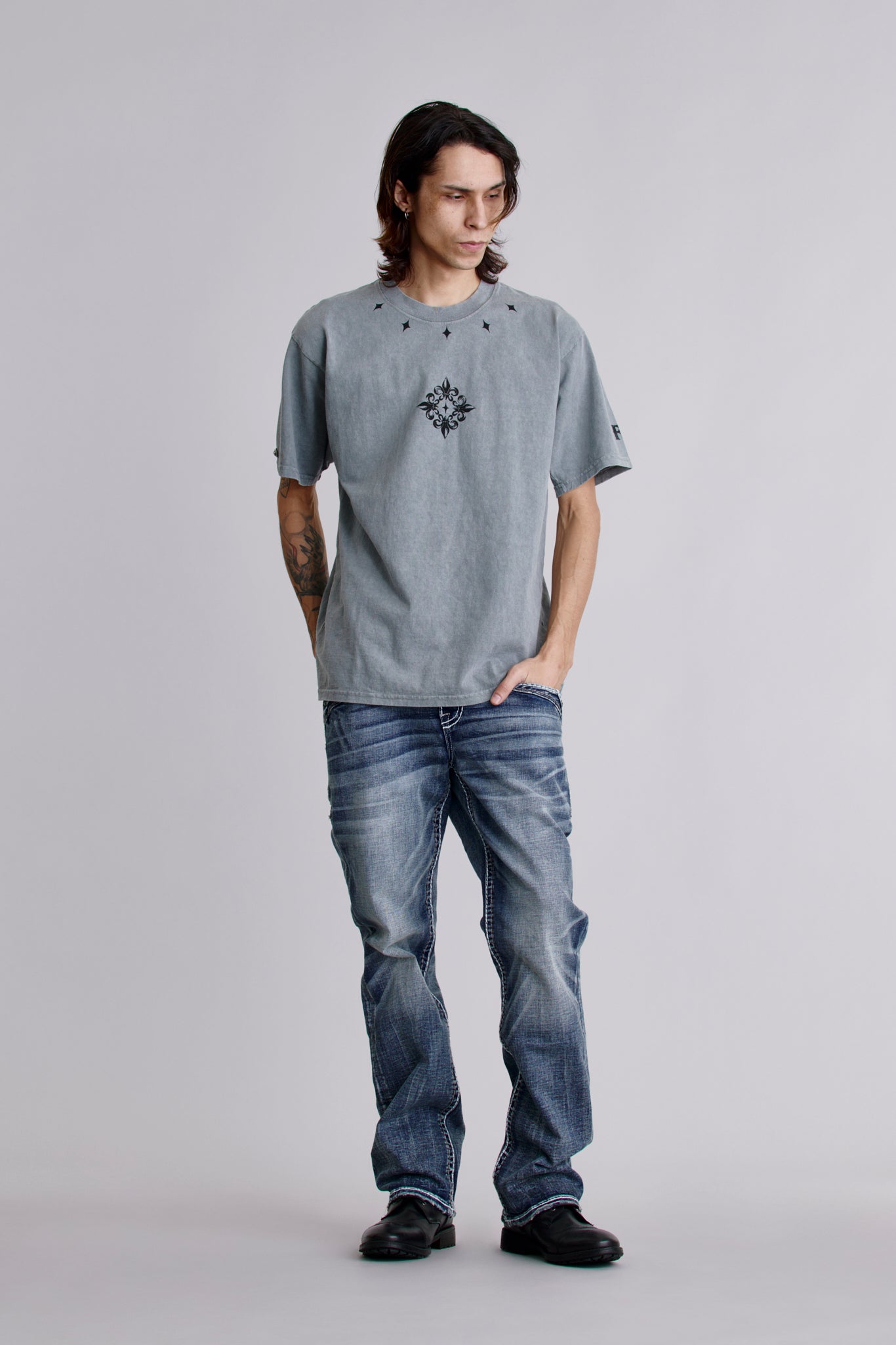 Crest Fade Tee in LA Gray - Rock Revival®