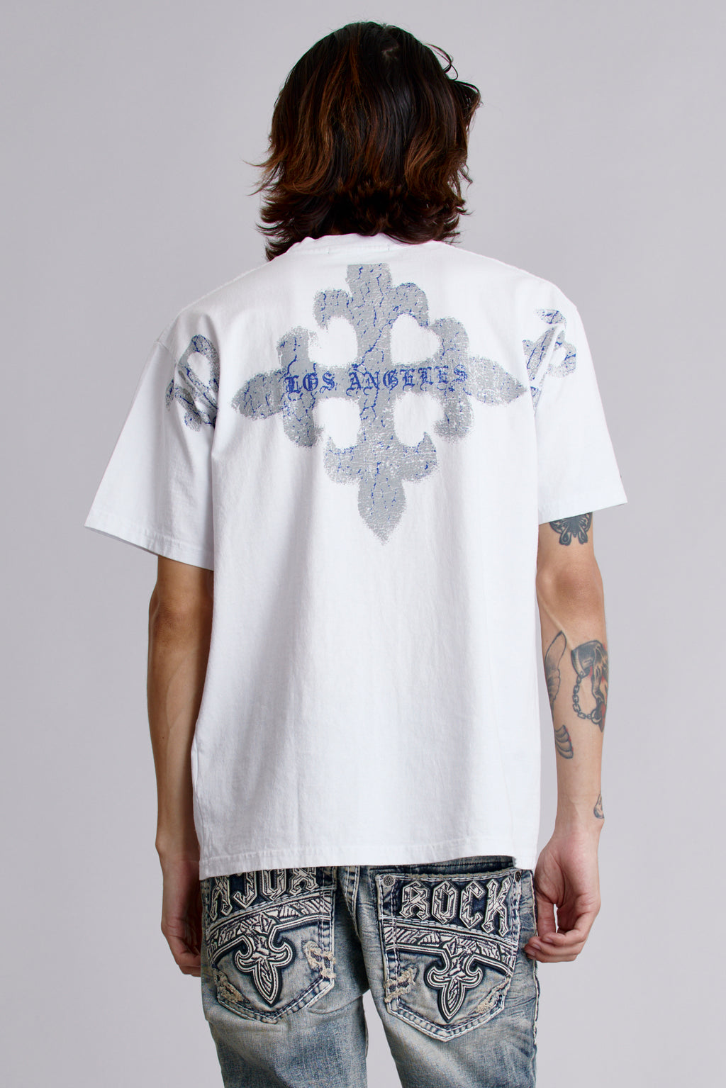 LA Cross Tee in White - Rock Revival®