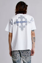 LA Cross Tee in White - Rock Revival®