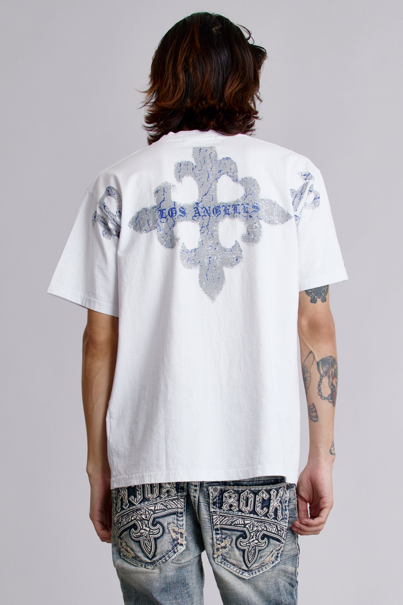 LA Cross Tee in White - Rock Revival®