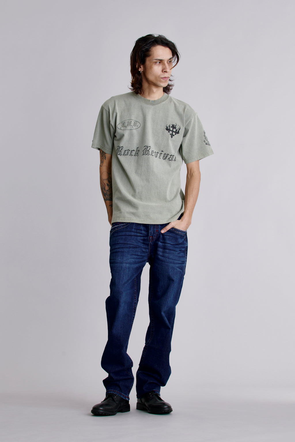 Inferno Crest Tee in Sage - Rock Revival®