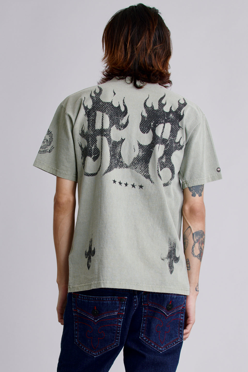 Inferno Crest Tee in Sage - Rock Revival®