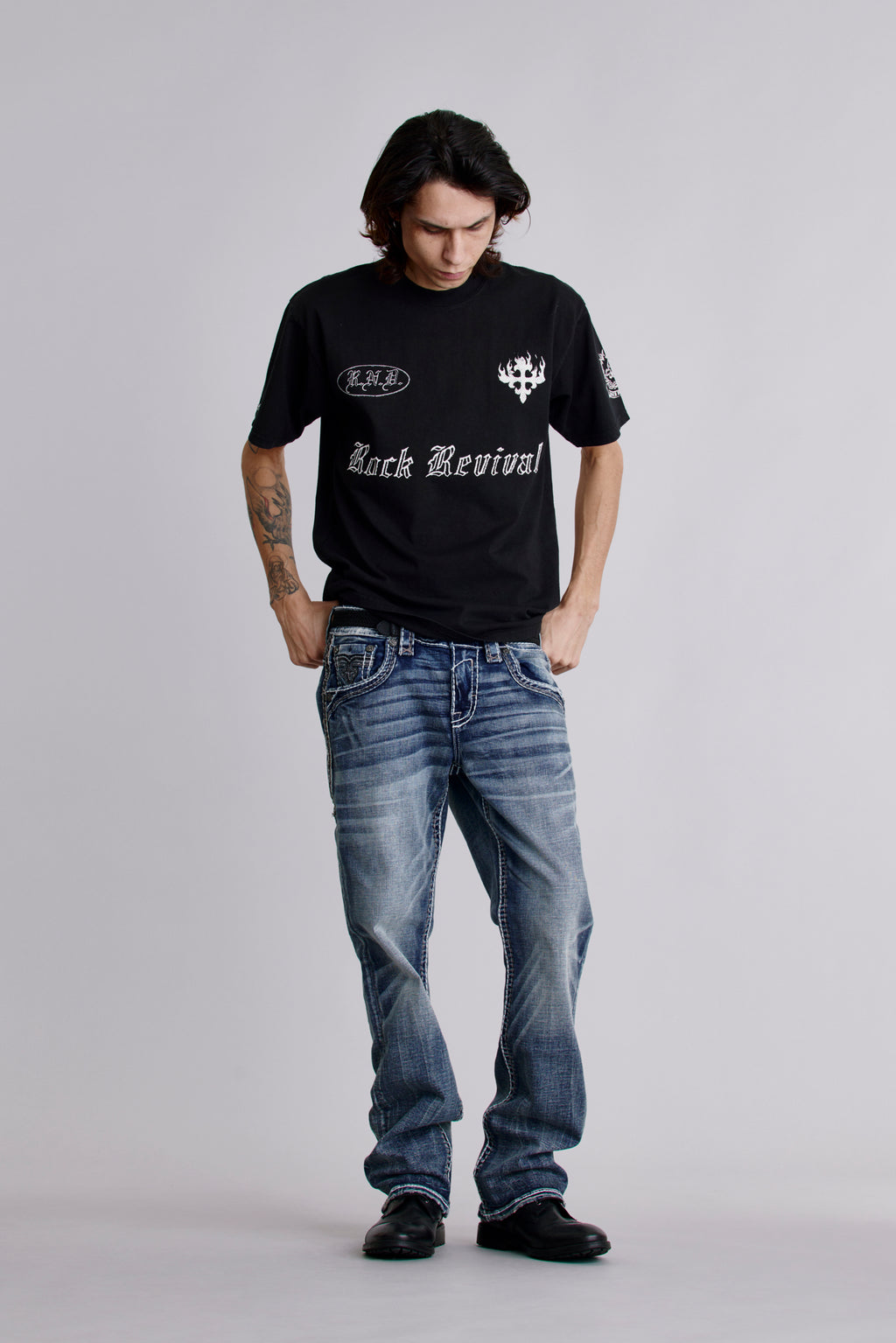 Inferno Crest Tee in Black - Rock Revival®