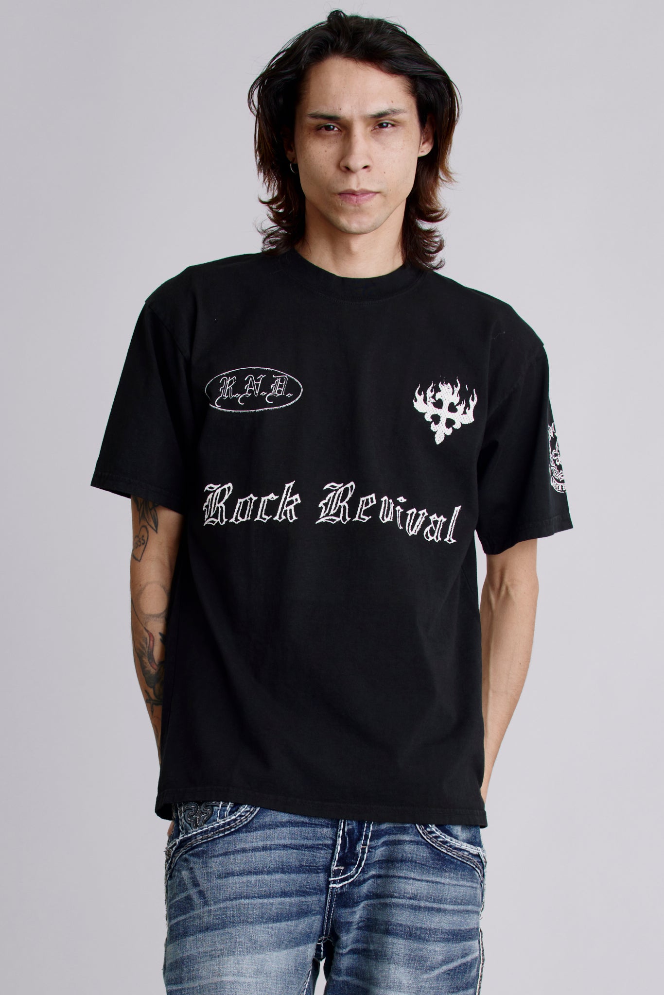 Inferno Crest Tee in Black - Rock Revival®