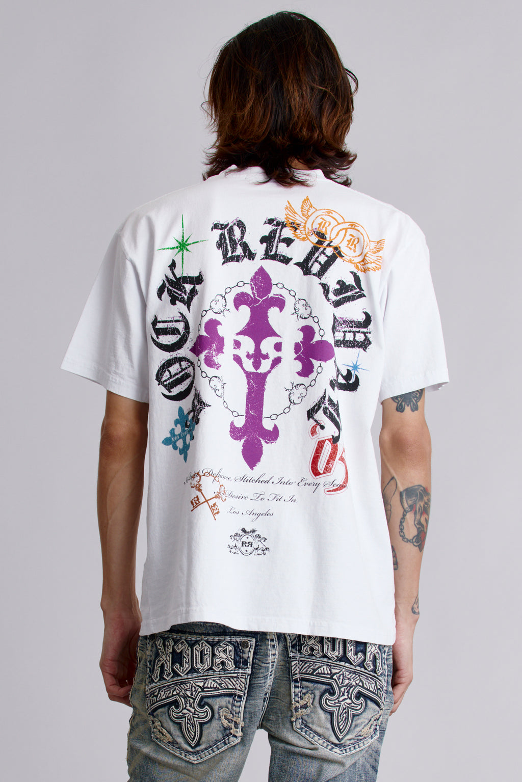 Crest Tee in White - Rock Revival®