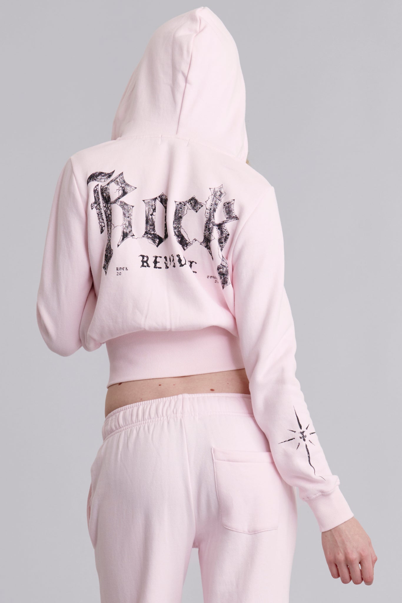 Starburst Fitted Cropped Hoodie | Pink | Rock Revival