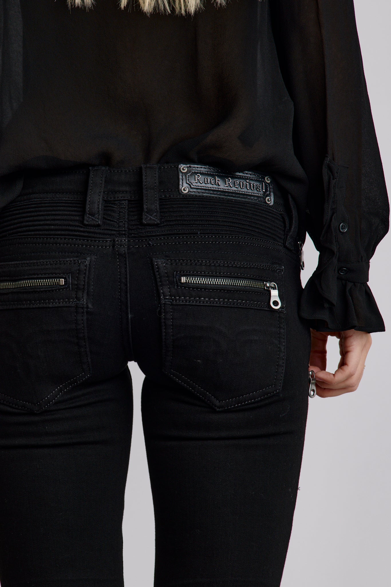 Kamil Super Low-Rise Moto Bootcut Jeans - Rock Revival®