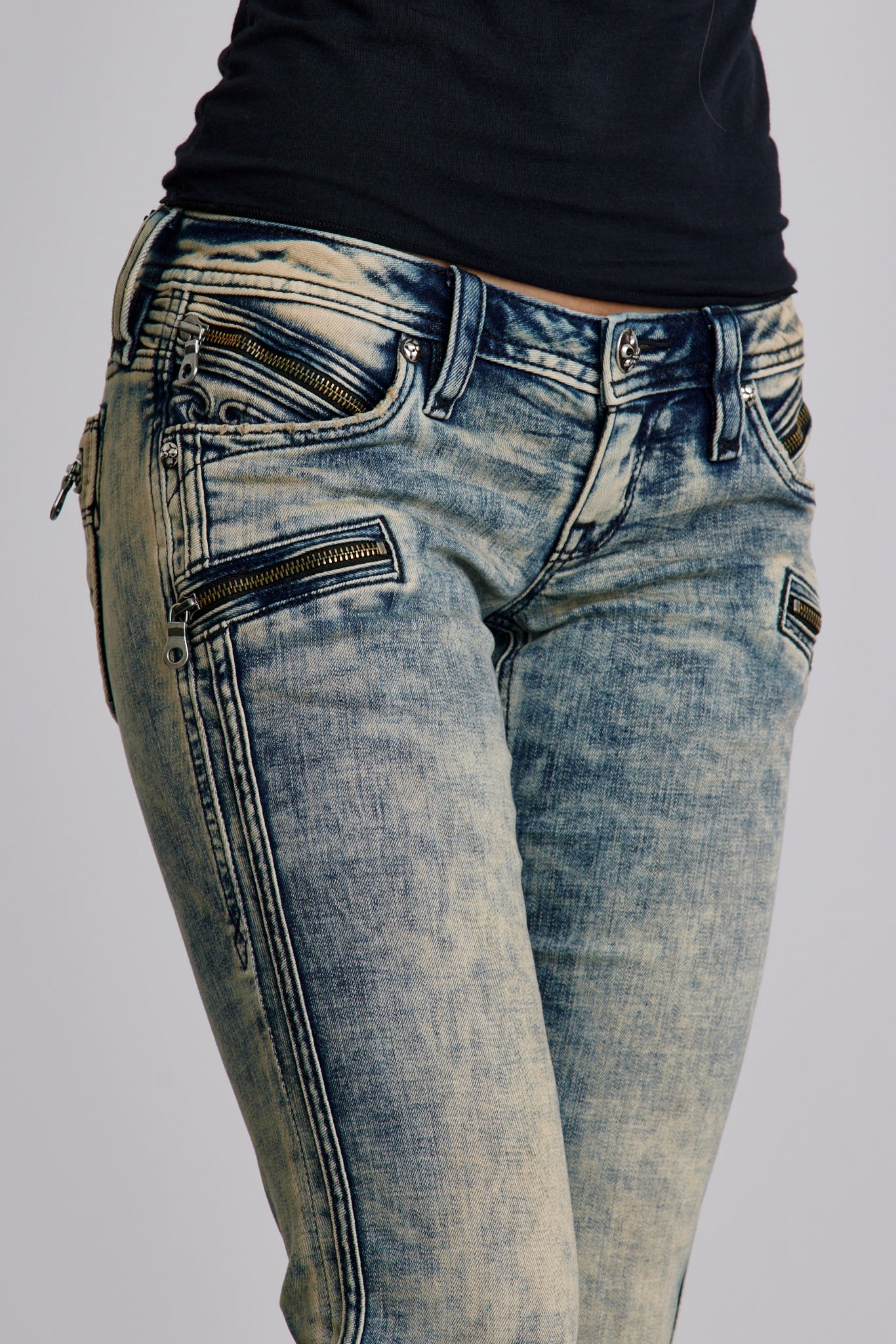 Kamil Super Low-Rise Moto Bootcut Jeans - Rock Revival®