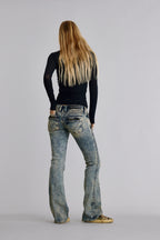 Kamil Super Low-Rise Moto Bootcut Jeans - Rock Revival®
