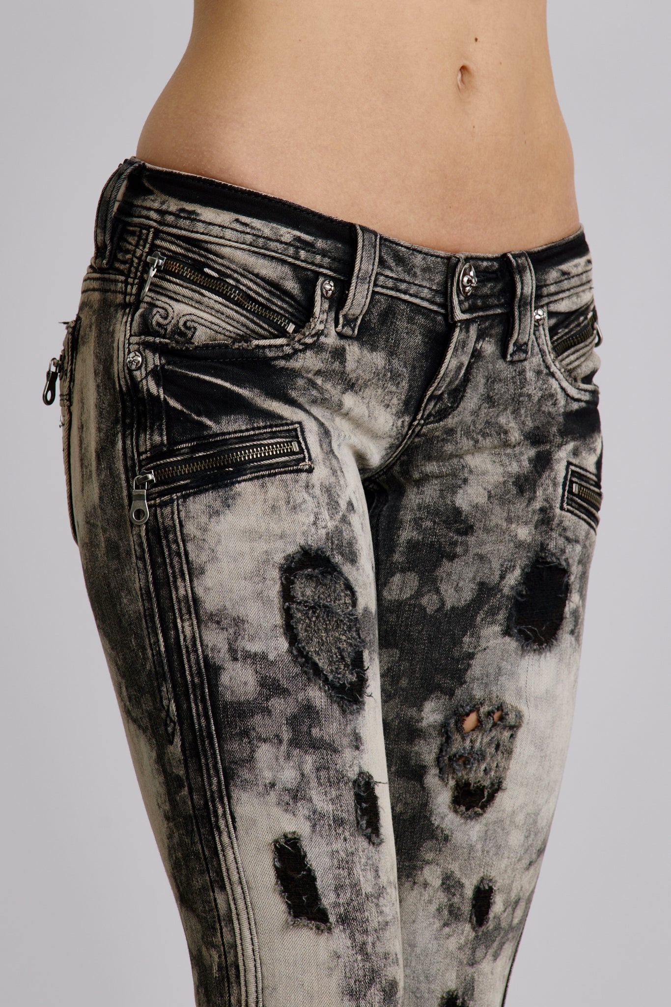 Kamil Super Low-Rise Moto Bootcut Jeans (4/30/26+UPCS+STOCK) - Rock Revival®