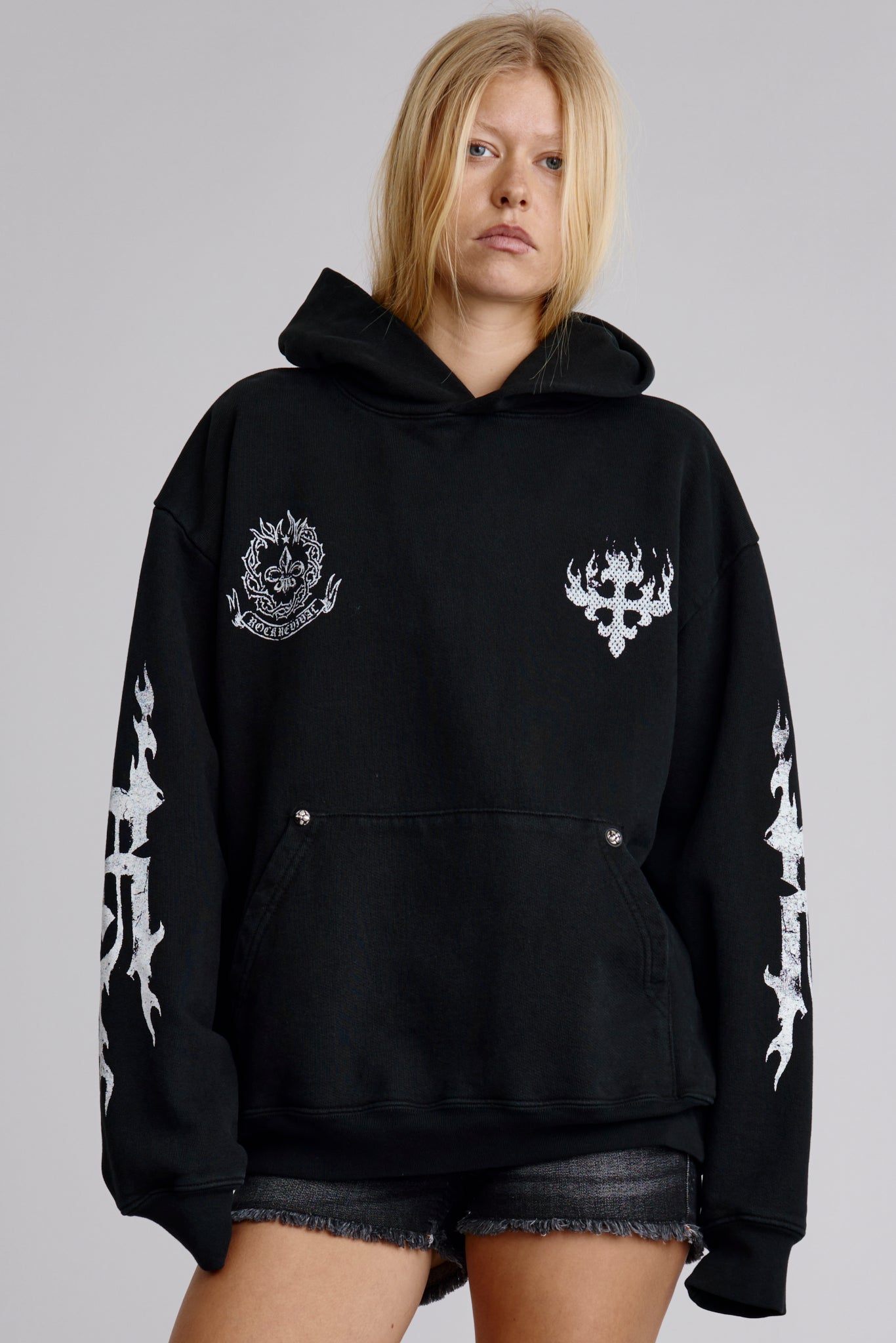 Inferno Crest Hoodie in Black(WOMENS) - Rock Revival®