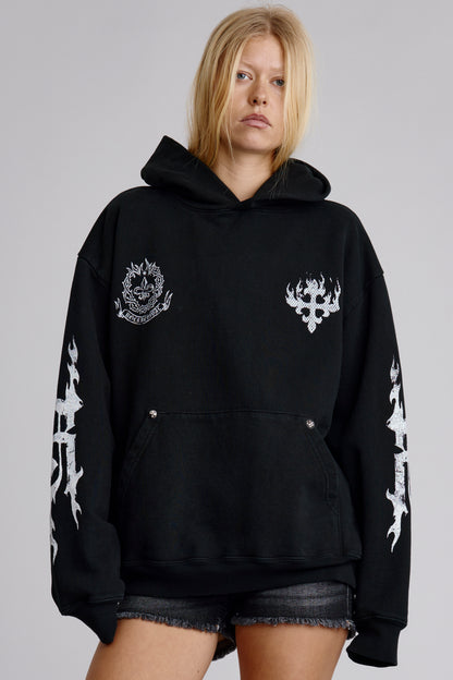 Inferno Crest Hoodie in Black(WOMENS) - Rock Revival®