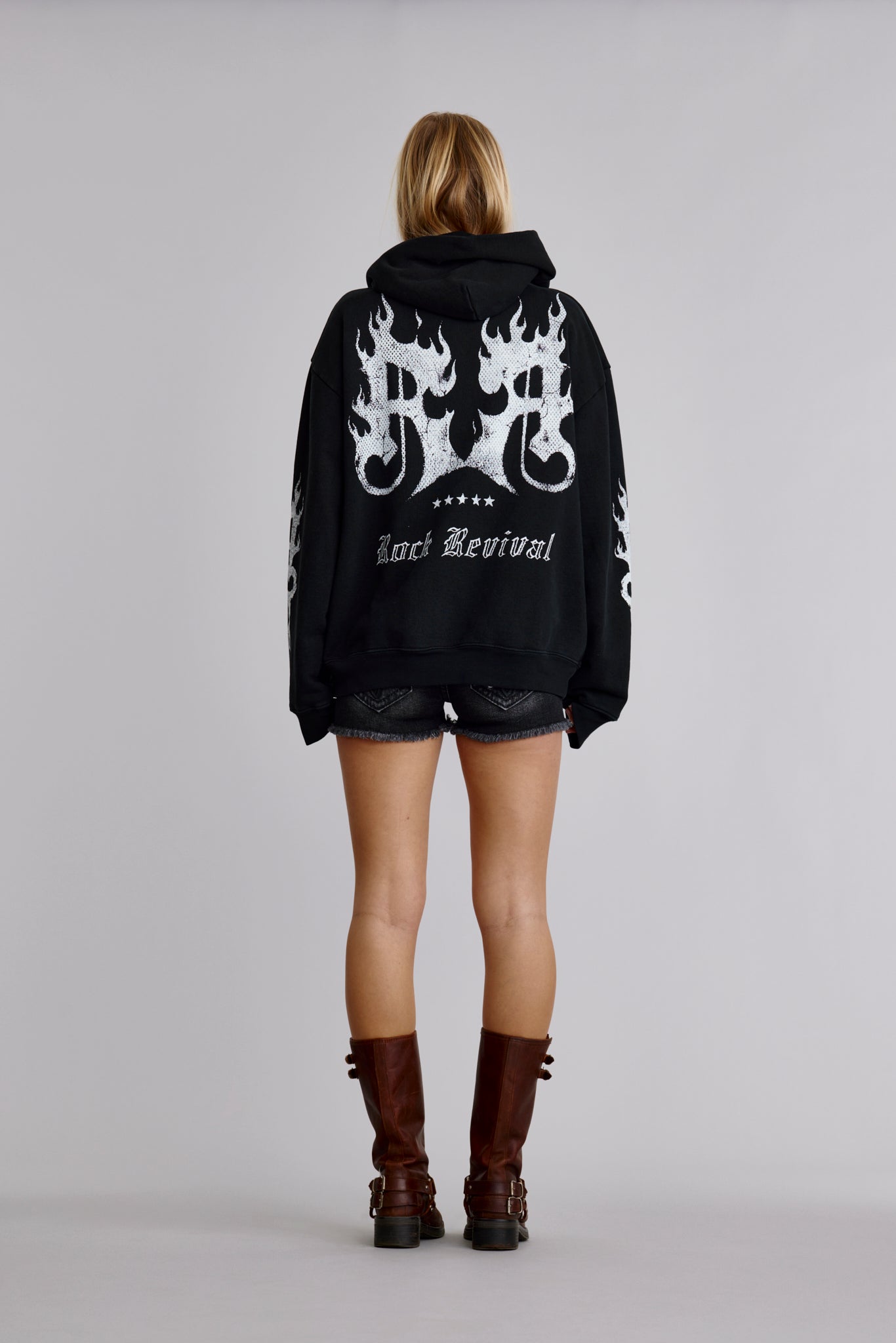 Inferno Crest Hoodie in Black(WOMENS) - Rock Revival®