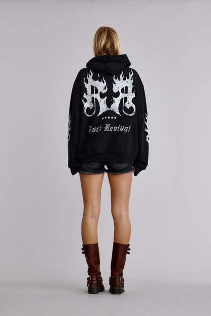 Inferno Crest Hoodie in Black(WOMENS) - Rock Revival®