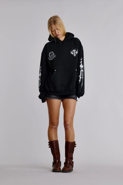 Inferno Crest Hoodie in Black(WOMENS) - Rock Revival®