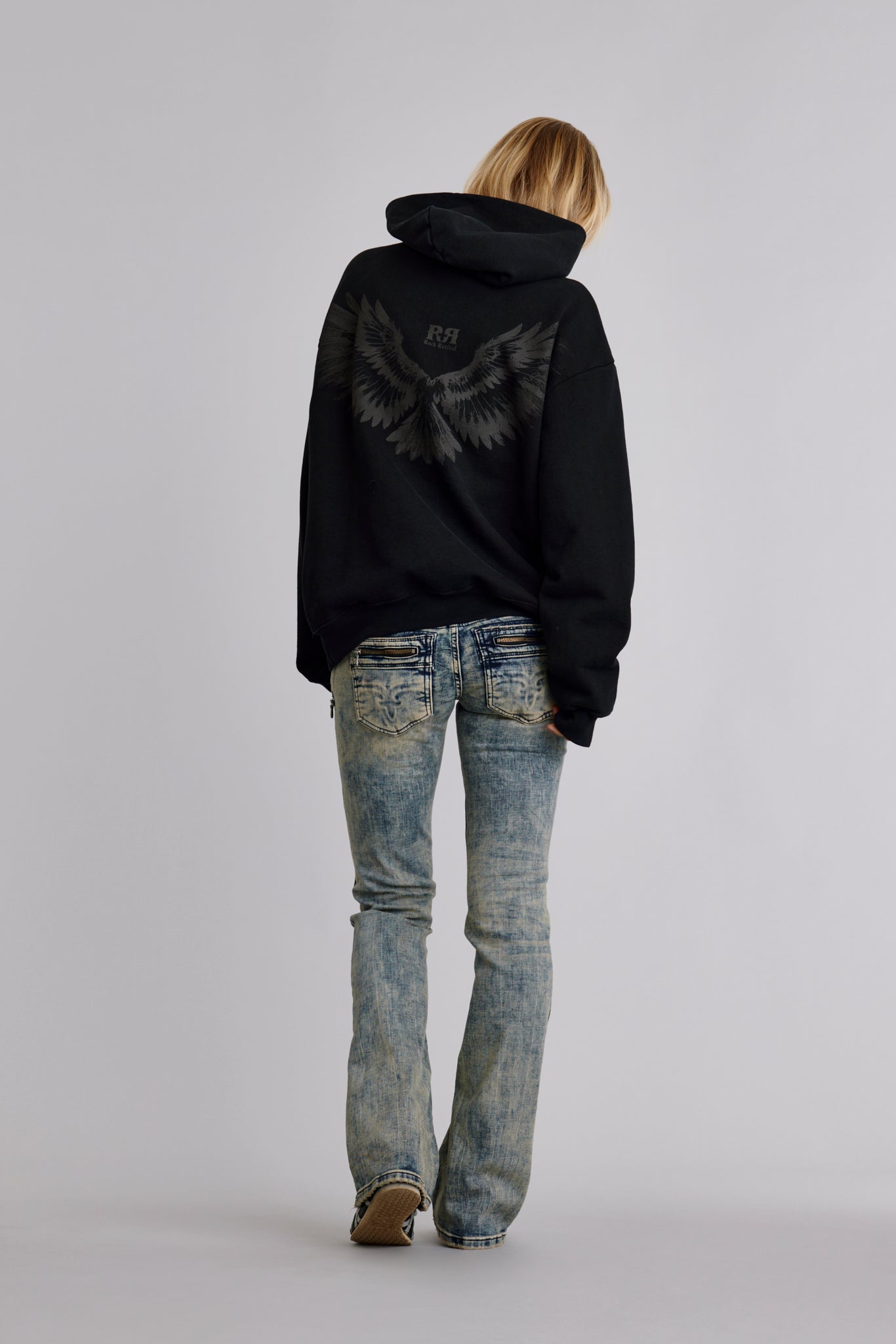 Soundwave Hoodie in Black-Grey (Women's) - Rock Revival®