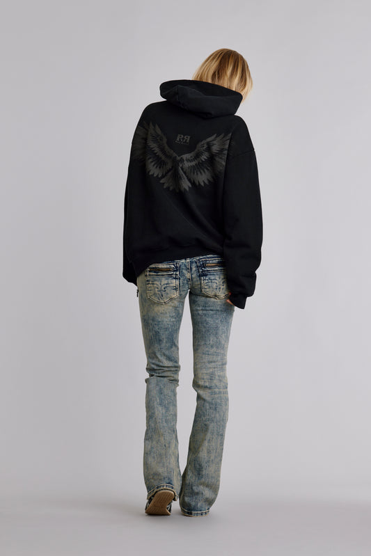 Soundwave Hoodie in Black-Grey (Women's) - Rock Revival®